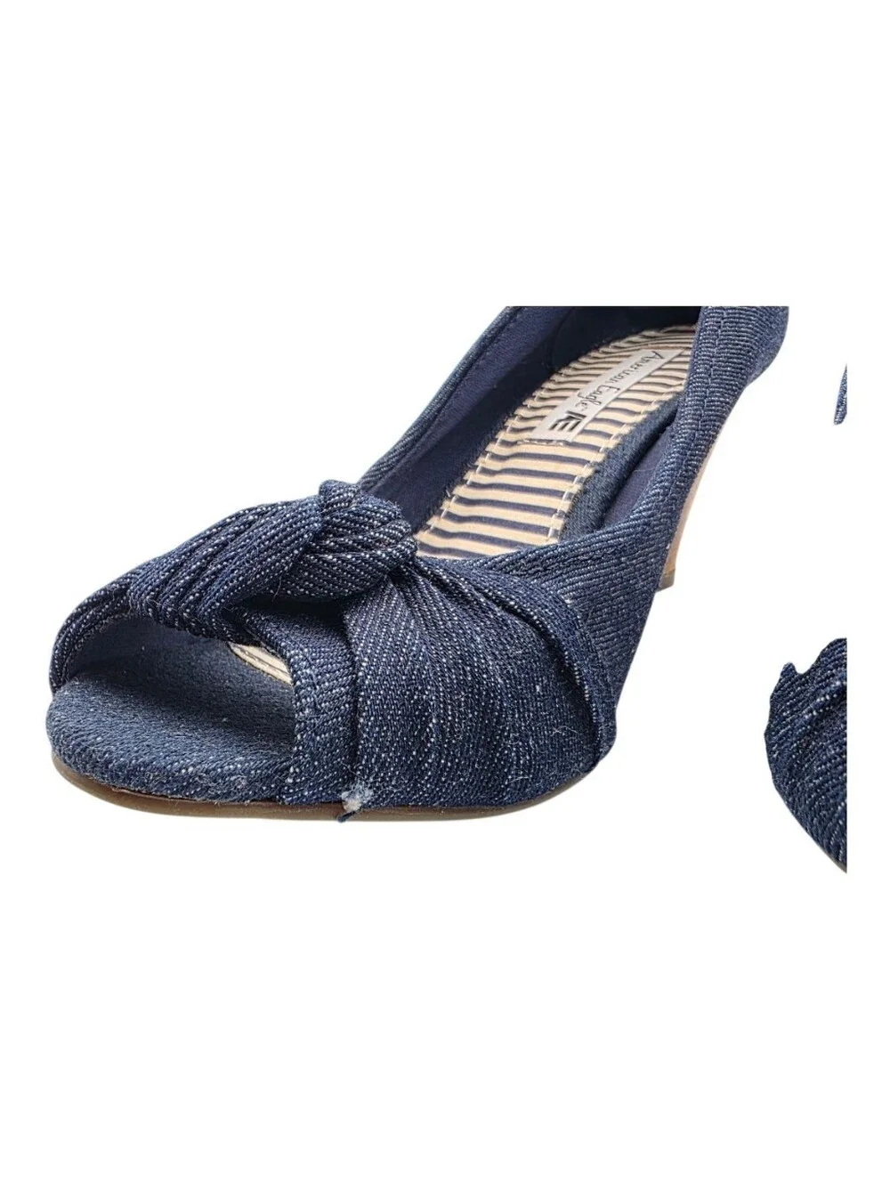 American Eagle By Payless Navy Peep-Toe Wedge Heels Size 9.5